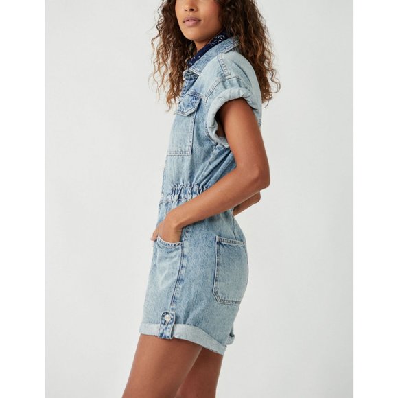 FREE PEOPLE Marci Cuffed Shortalls / Marrakesh - Picture 3 of 5